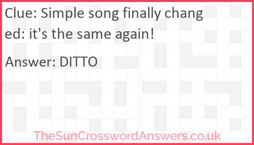 Simple song finally changed: it's the same again! Answer