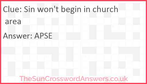 Sin won't begin in church area Answer