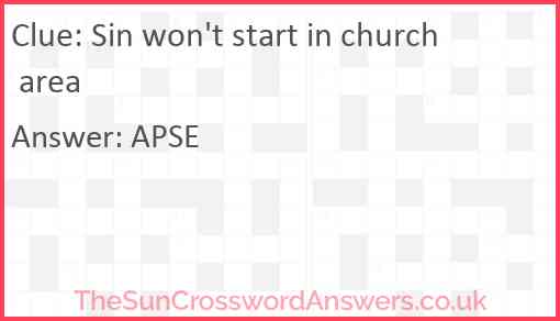Sin won't start in church area Answer