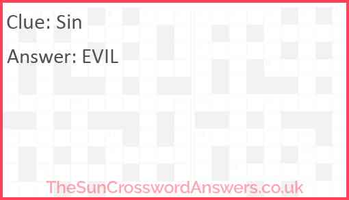 Sin crossword clue TheSunCrosswordAnswers co uk
