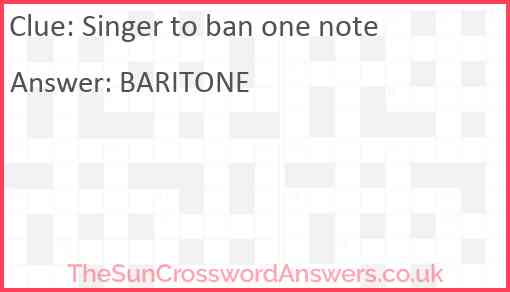 Singer to ban one note Answer