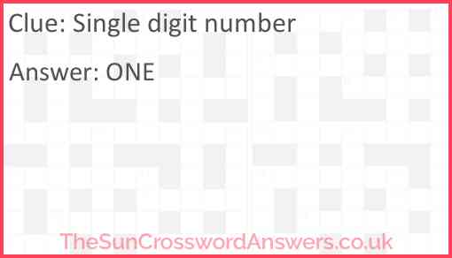 Single digit number Answer