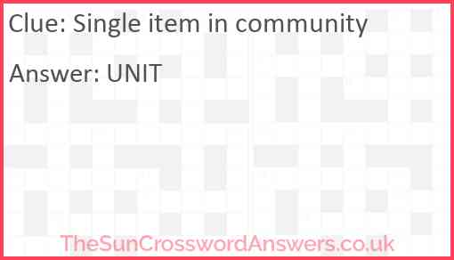 Single item in community Answer