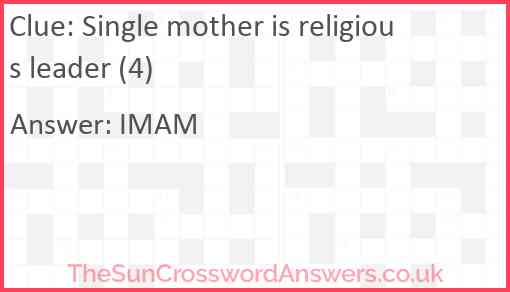 Single mother is religious leader (4) Answer