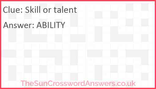 Skill or talent Answer