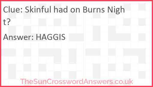 Skinful had on Burns Night? Answer