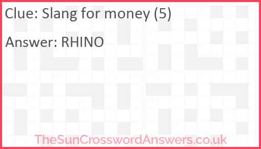 Slang for money (5) Answer