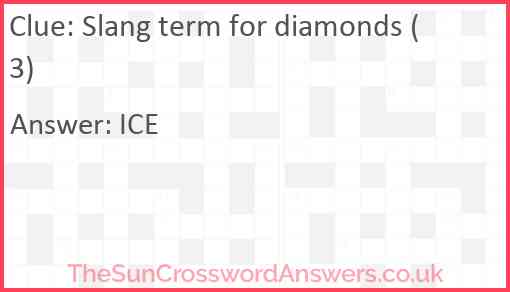 Slang term for diamonds (3) Answer