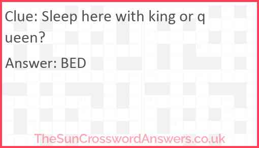 Sleep here with king or queen? Answer