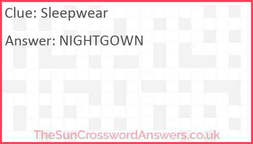 Sleepwear Answer