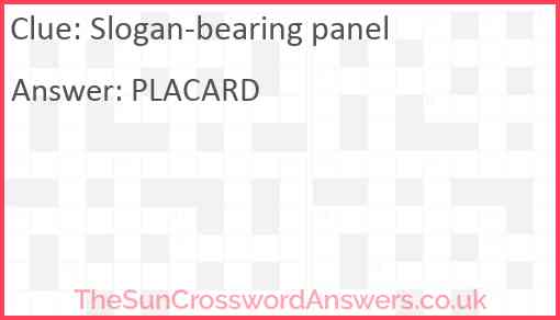 Slogan-bearing panel Answer