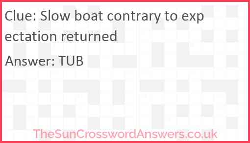 Slow boat contrary to expectation returned Answer