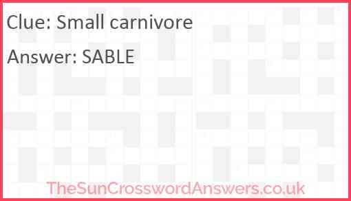 Small carnivore Answer