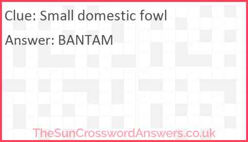 Small domestic fowl Answer