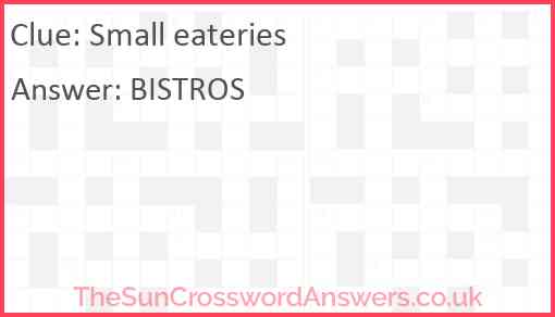 Small eateries Answer