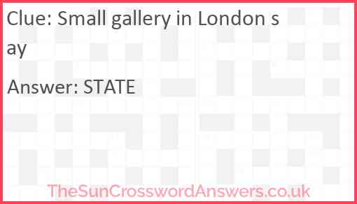 Small gallery in London say Answer