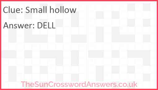 Small hollow crossword clue TheSunCrosswordAnswers co uk