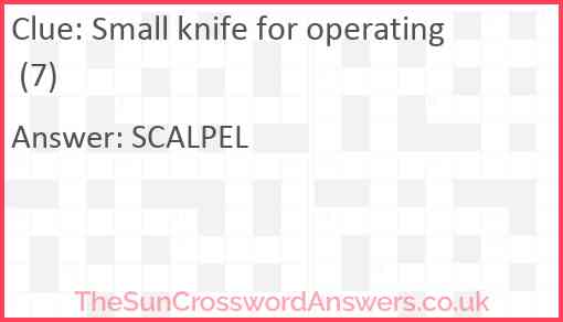 Small knife for operating (7) Answer