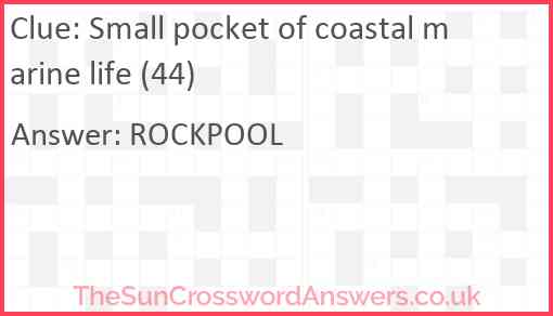 Small pocket of coastal marine life (44) Answer