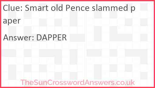 Smart old Pence slammed paper Answer