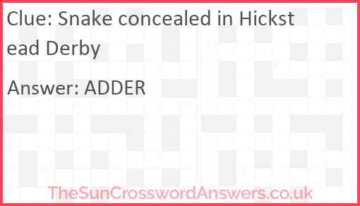 Snake concealed in Hickstead Derby Answer