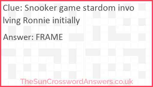 Snooker game stardom involving Ronnie initially Answer