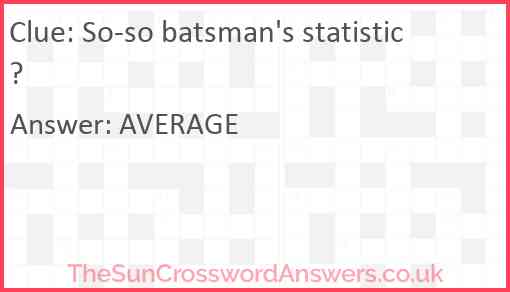 So-so batsman's statistic? Answer