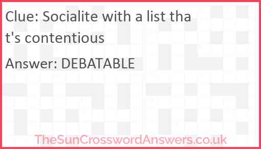 Socialite with a list that's contentious Answer