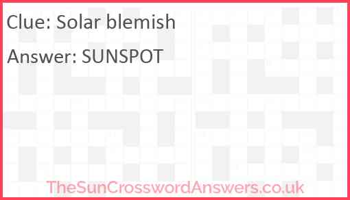 Solar blemish Answer