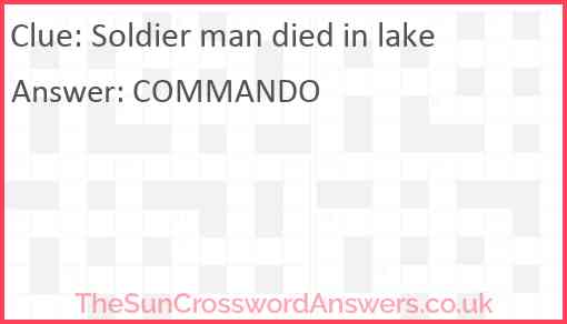 Soldier man died in lake Answer
