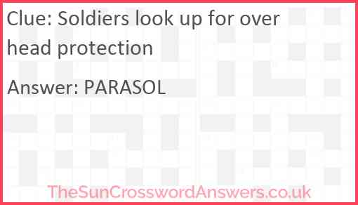 Soldiers look up for overhead protection Answer