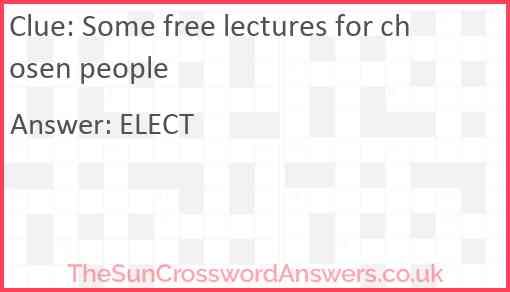 Some free lectures for chosen people Answer