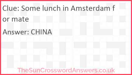 Some lunch in Amsterdam for mate Answer