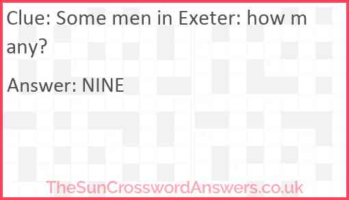 Some men in Exeter: how many? Answer