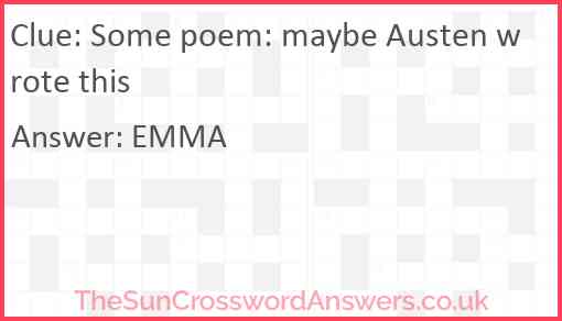 Some poem: maybe Austen wrote this Answer
