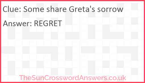 Some share Greta's sorrow Answer