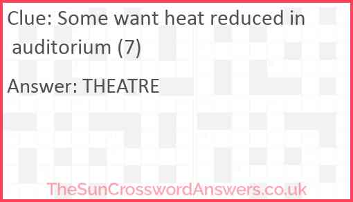 Some want heat reduced in auditorium (7) Answer