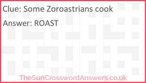 Some Zoroastrians cook Answer