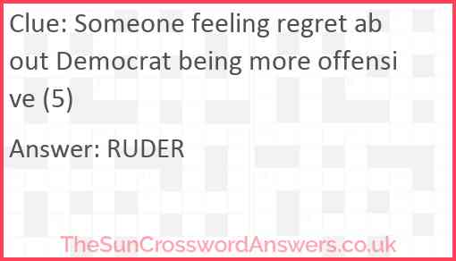 Someone feeling regret about Democrat being more offensive (5) Answer