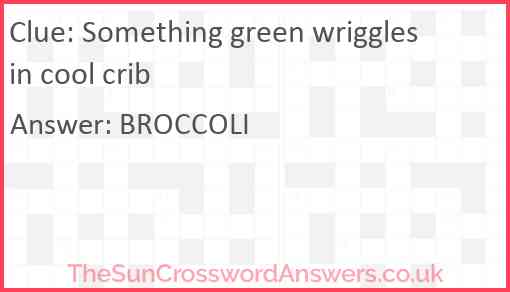 Something green wriggles in cool crib Answer