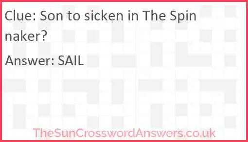 Son to sicken in The Spinnaker? Answer