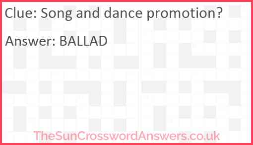 Song and dance promotion Answer