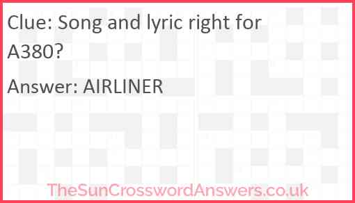 Song and lyric right for A380? Answer