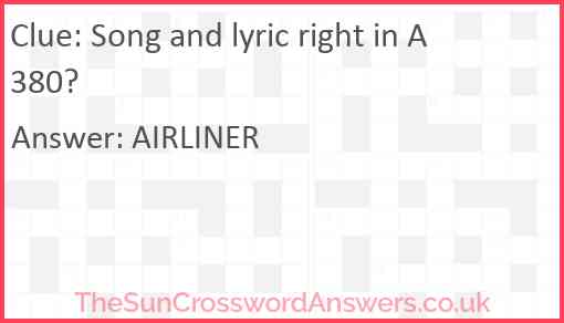 Song and lyric right in A380? Answer