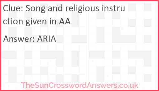 Song and religious instruction given in AA Answer