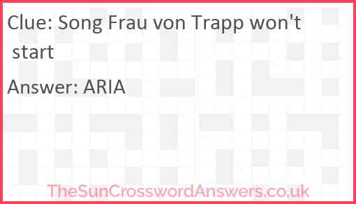 Song Frau von Trapp won't start Answer