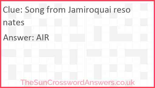 Song from Jamiroquai resonates Answer