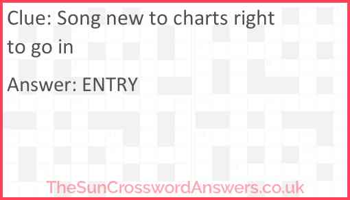 Song new to charts right to go in Answer