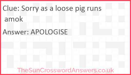 Sorry as a loose pig runs amok Answer