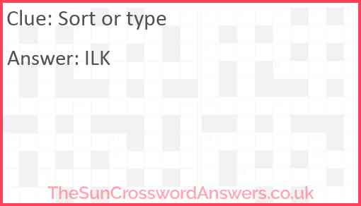 Sort or type crossword clue TheSunCrosswordAnswers co uk